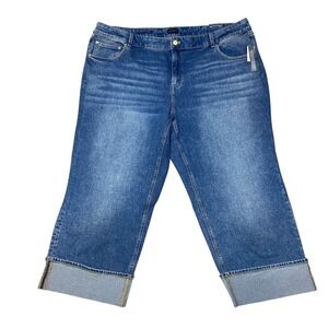 Talbots Blue Cuffed Ankle Wide Leg Jeans